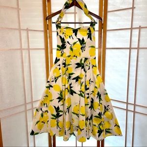 Hearts and Roses Lemon Halter Swing Dress